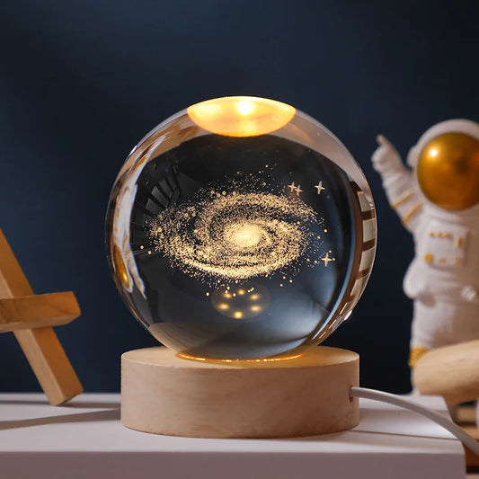 Crystal Ball Glass Planet Led Warm Night Light