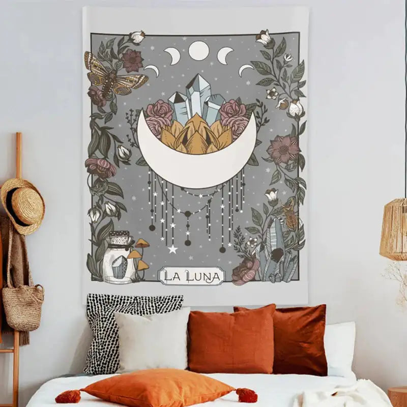 La Luna Tapestry Wall Hanging Moon  Phase Tarot Card