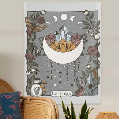 La Luna Tapestry Wall Hanging Moon  Phase Tarot Card