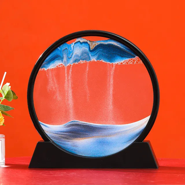 3D Moving Sand Art Picture Round Glass Deep Sea Sandscape