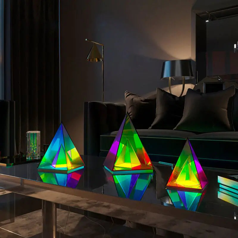 3D Pyramid Bedroom Decoration RGB Atmosphere Night Light