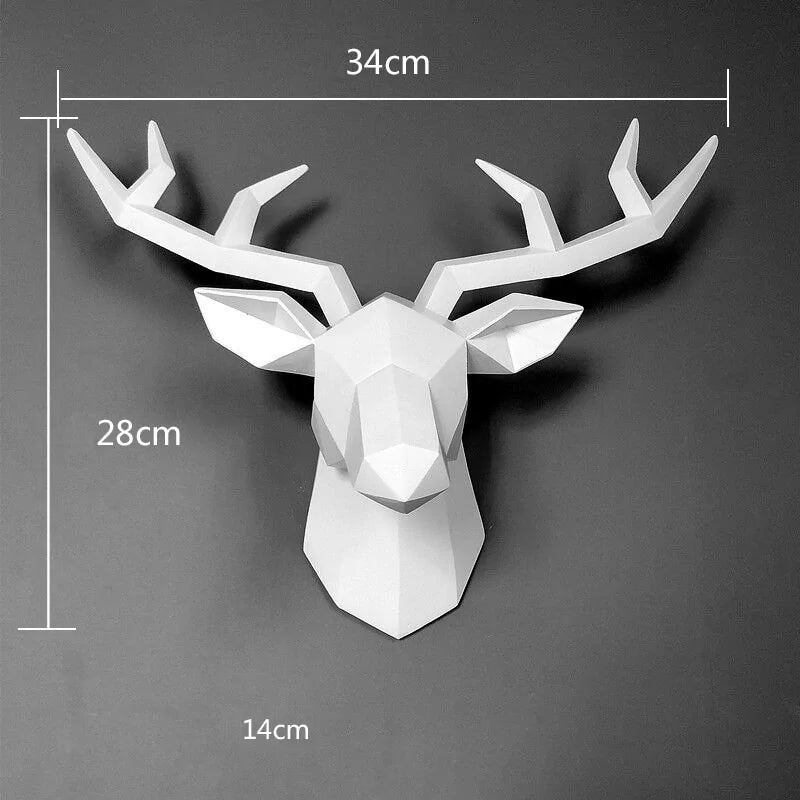 Modern 3D Deer Head Wall Sculpture: Home Decor Accent