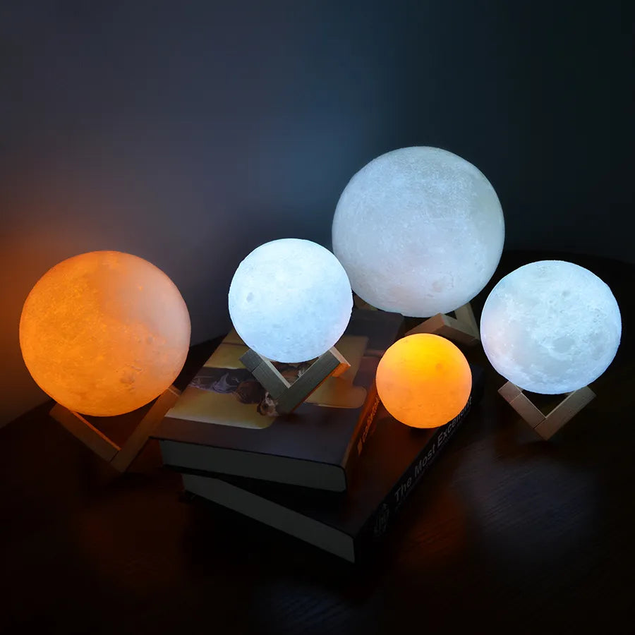 3D Print Rechargeable Moon Lamp LED Night Light